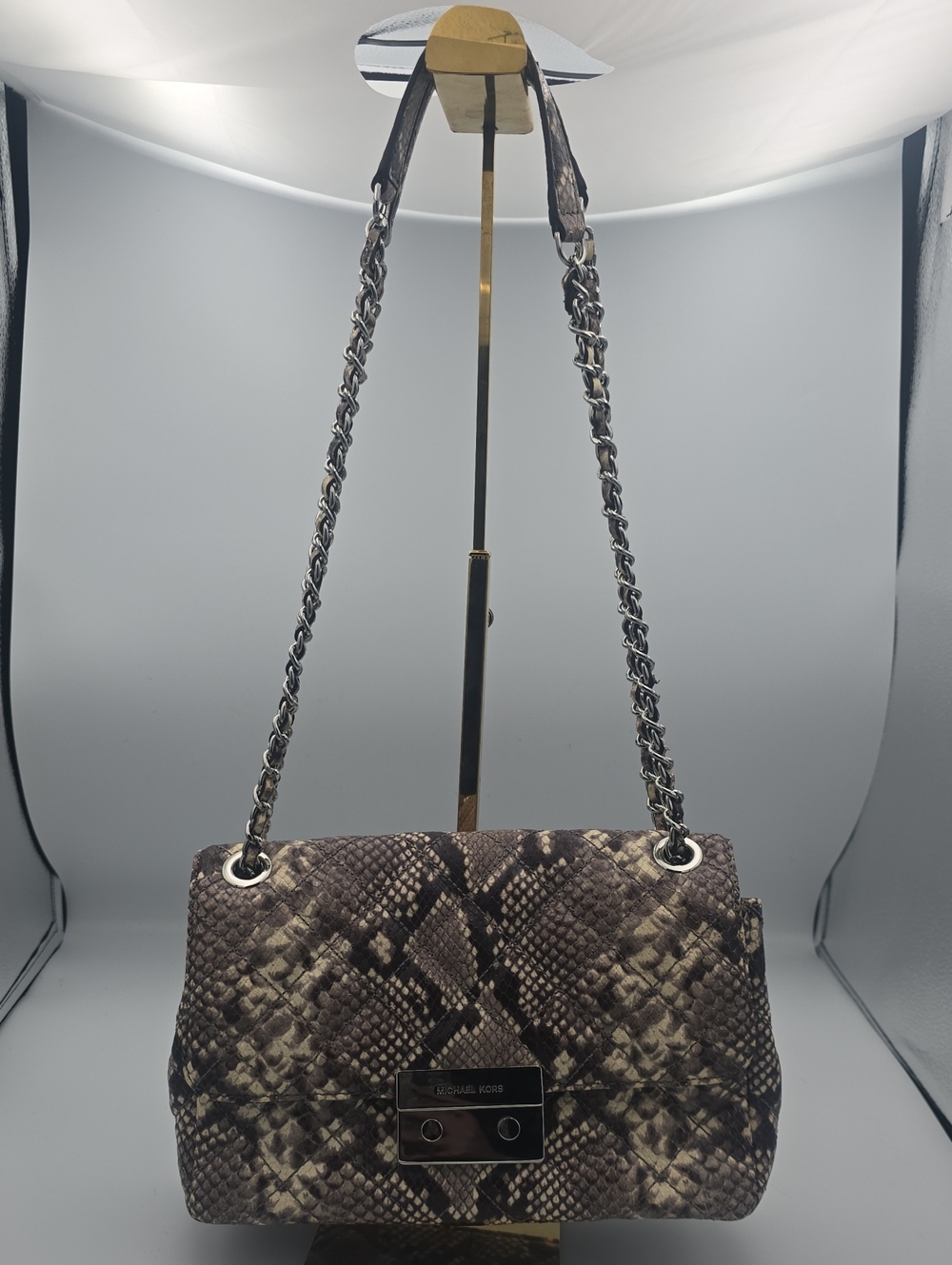 Michael Kors Sloan Brown Python Quilted Small Shoulder/Crossbody Bag (NWOT)✨️🐍✨